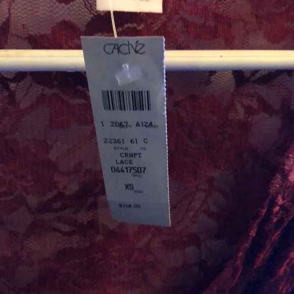 Caché Lace top. Red/ Burgundy Very cute and sexy. New with tags. Never worn. - Picture 7 of 7